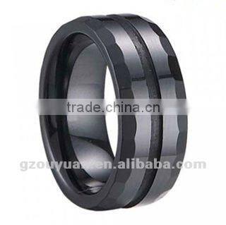 Hot Sell Men and Women White Faceted Ceramic Wedding Band Ring