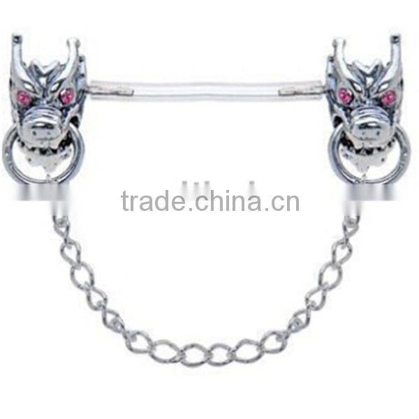 fashion 316L stainless steel two cow nipple jewelry Nipple Piercing Jewlery