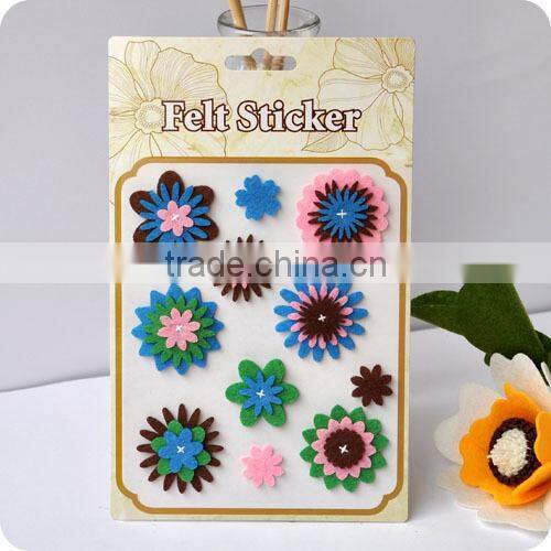 adhesive felt sticker, 3d sticker , handmade felt sticker, scrapbooking sticker, layered sticker , flower felt sticker