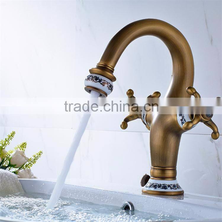 FLG100014 Bathroom Cold&Hot Water Antique Brass Sink Faucet