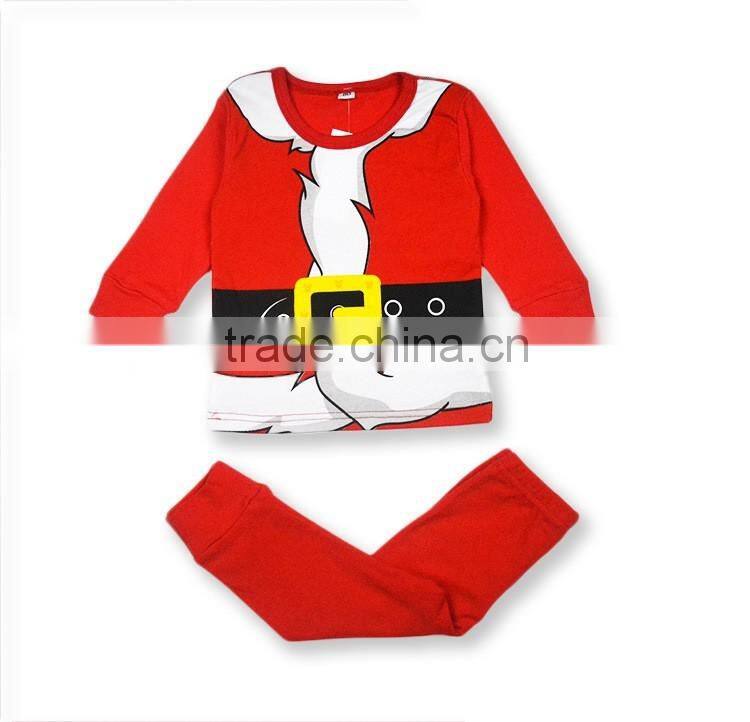 Christmas Santa Claus Long Sleeved T-shirt ELK Reindeer Printed Striped Pants Two-Piece Suit Pyjamas Sleepwear Homewear Cotton