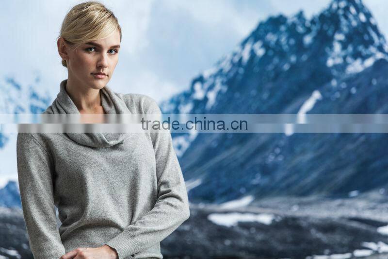 2014 new fashion women knitting pure cashmere big round neck pullover