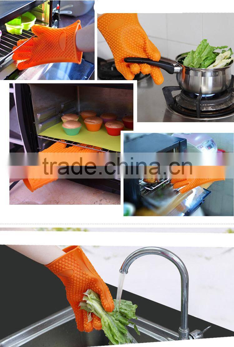 Kitchen Cooking Gloves Microwave Oven Non-slip Mitt Heat Resistant Silicone Glove Cooking Baking BBQ Oven Pot Holder Mitt