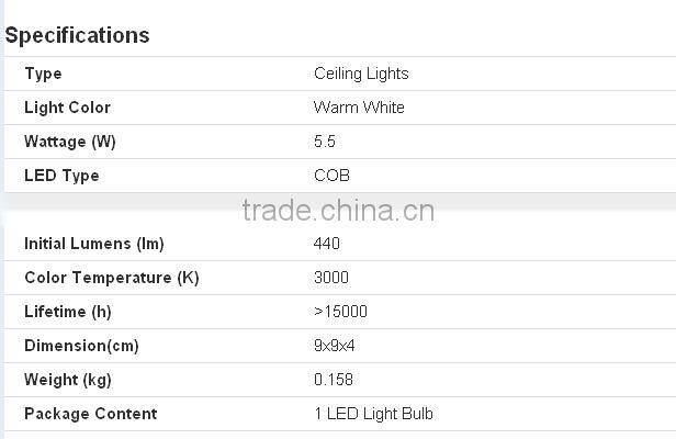 2014 new design 2 years warranty dimmable 5w cob ceiling lamp hotel