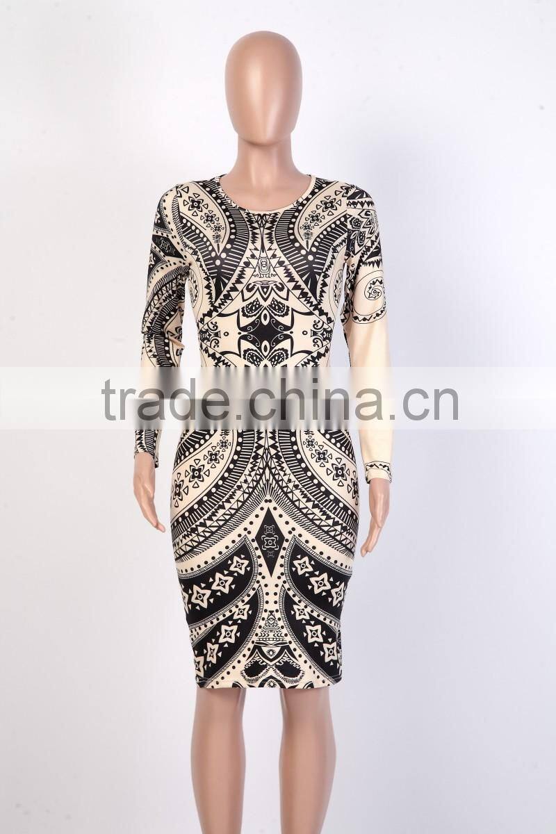 Bonvatt 2017 Women Long Sleeve Fall Dress 2016 Sexy Club Dress Slim Pencil Midi Bodycon Vestidos Party