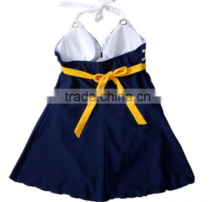 New Navy Style Women's Padded Hot Springs Swimwear Push up Bathing Suit Bikini Swimsuit Skirt