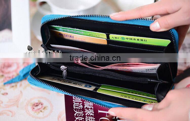 New Korean Weave Quilted Lady Long Zipper PU Leather Purse Stylish Girls Clutch Wallet Zip Around Fashion Change Purse