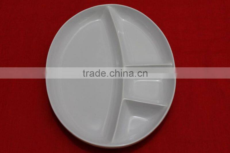 Malaysia Made Melamine 4 Compartments Oval Food Plate