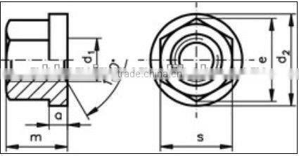 Hexagon nut DIN 6331 with collar material steel strength 10,steel din 1.2767
