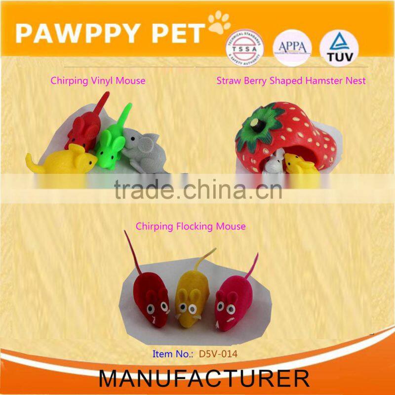 Wholesale Strawberry Shaped Hamster Nest Chirping Vinyl Mouse Pet Toy
