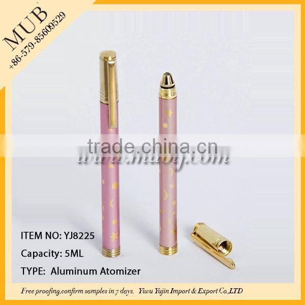 2016 hot sale unique bottle aluminum perfume bottle travel pocket vial refillable