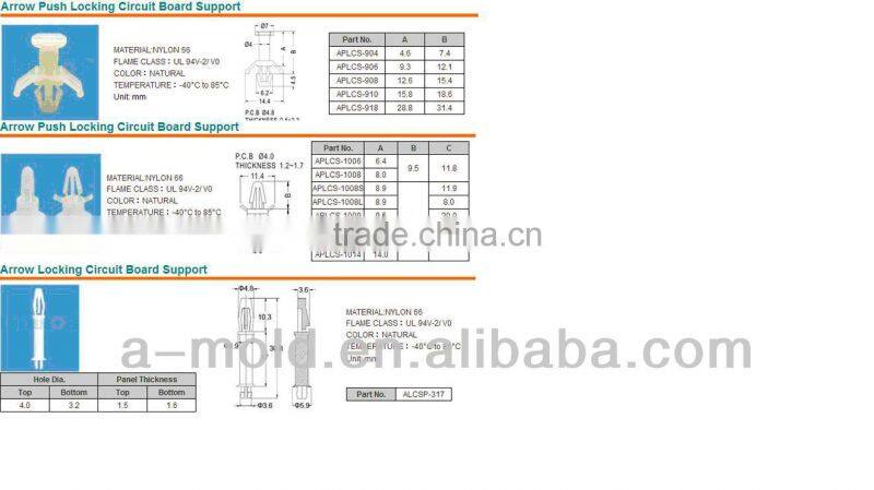 NYLON 66 Push Locking Circuit Board Support PCB spacer support