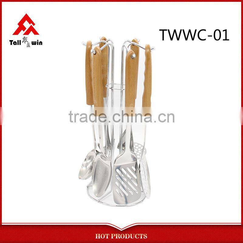 Stainless Steel Fine Double Mesh Wooden Handle Strainer