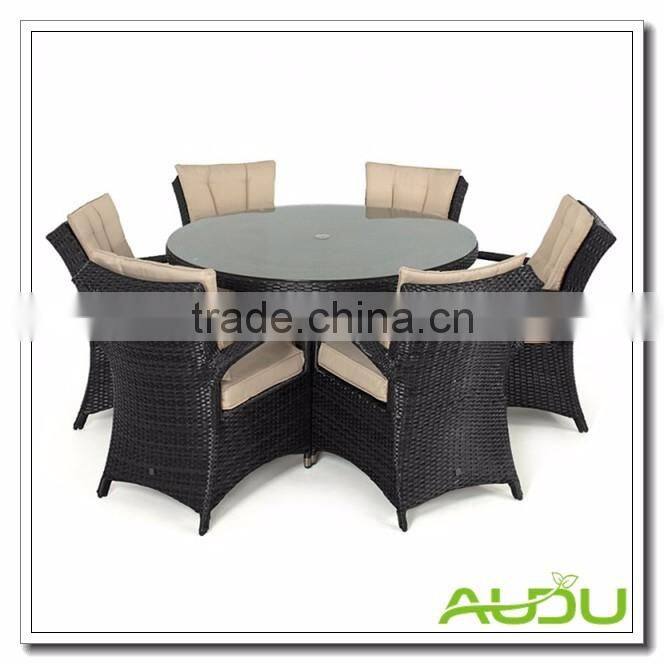 Audu Sicilia Black Rattan Garden Dining Set For 6 Seat