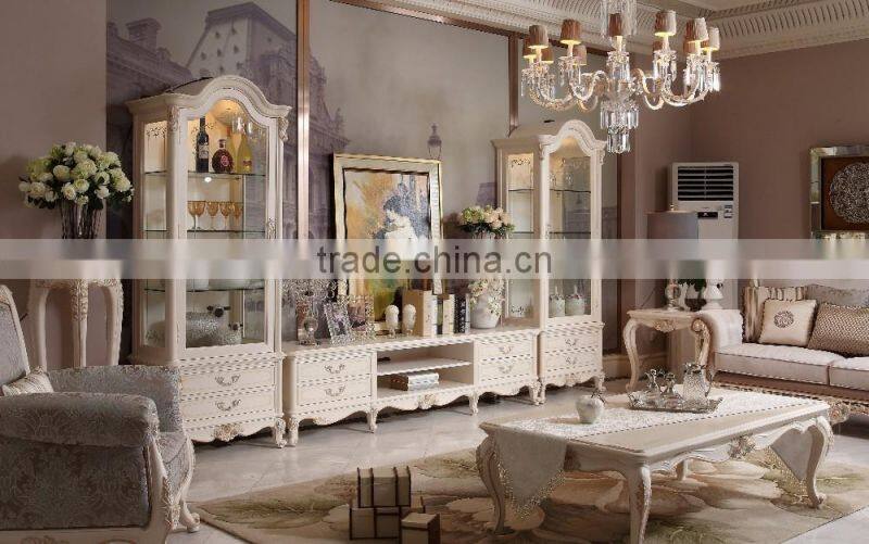 Luxury Classic Golden Antique Full Solid Wood Sofa Set, Wedding Sofa For Bride And Groom(MOQ=1 SET)