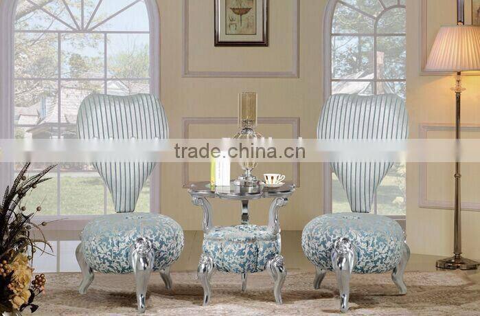 BISINI Petal Shaped Living Room Chair, European Style Solid Wood with Fabric Chair, Classic and Fancy Chair (BF01-X1197)