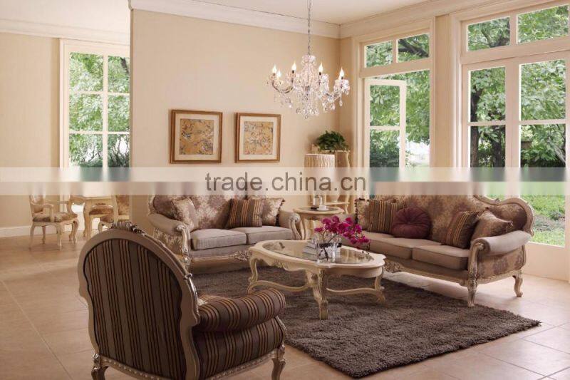 Luxury French Rococo Style Living Room Furniture Sofa Set/Antique Wood Carved Perfect color match Leisure Chair