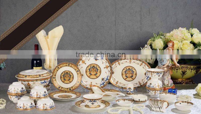 Lantern design 46pcs ceramic bone china dinnerware set