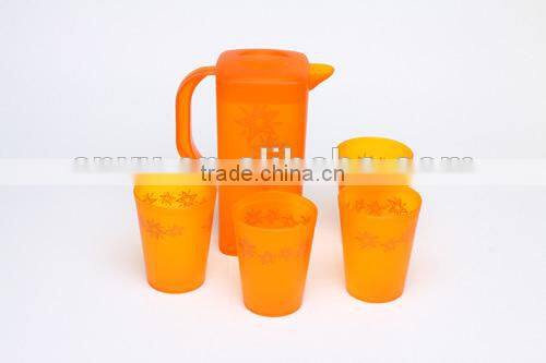PP 1500ml pither 53oz plastic water jug with handle and 4 cups and tray