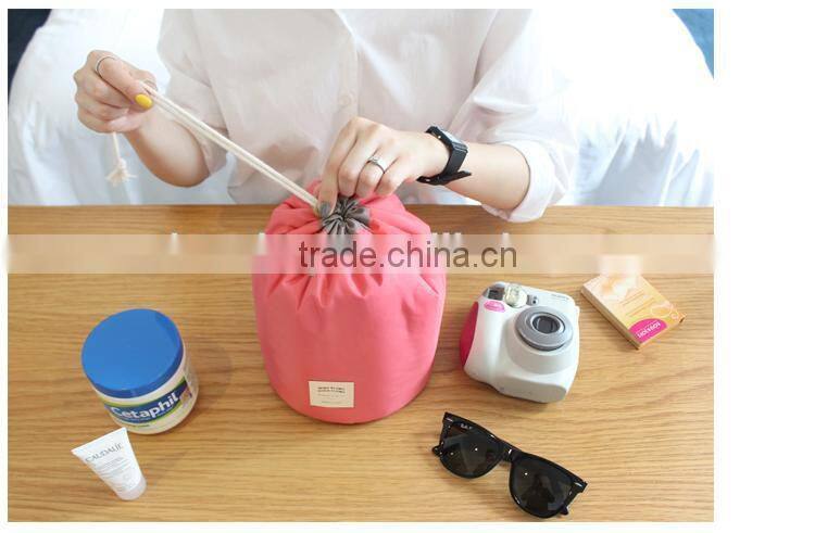 New han edition cylinder large volume waterproof draw string washing digital multifunctional travel to receive cosmetic bag
