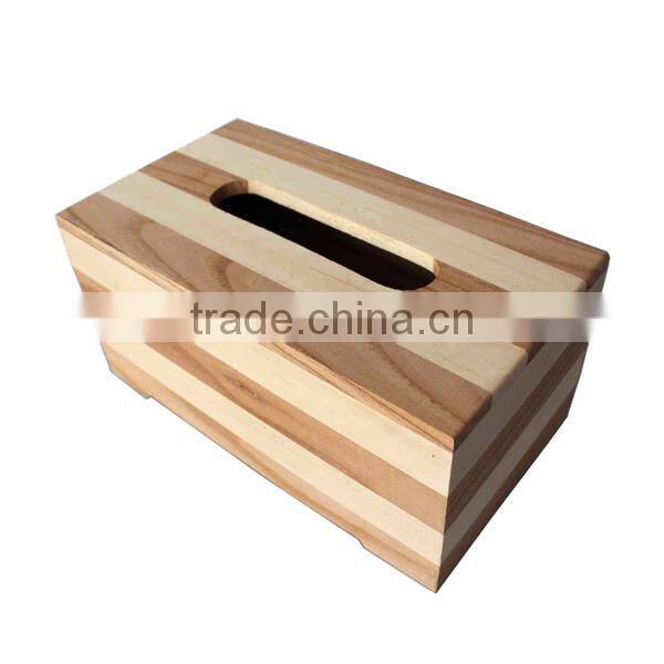 Customize square wooden striped tissue box