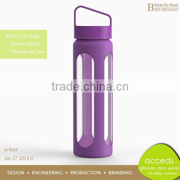 Eco-Friendly Pyrex Glass Silicone Travel Bottle