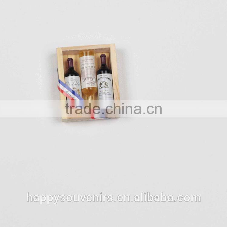 high quality france wooden wine bottle and resign fridge magnets for home decor