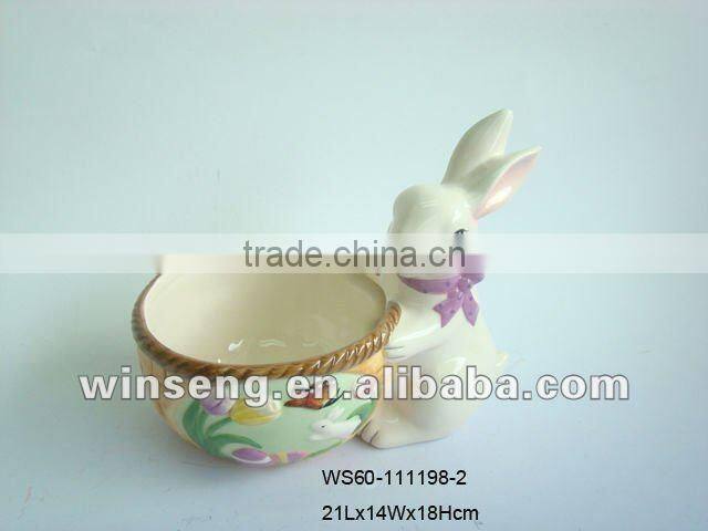 Lovely white Easter rabbit ceramic ashtray