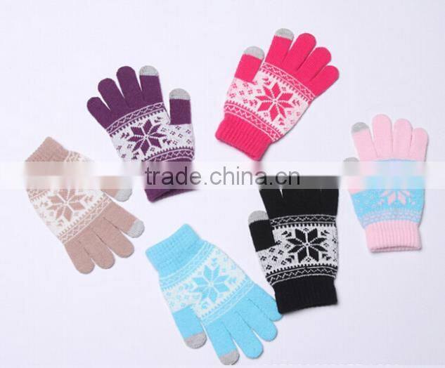 New Octagonal Flower Touch Sensor Gloves Winter Warm Touch Sensing Gloves