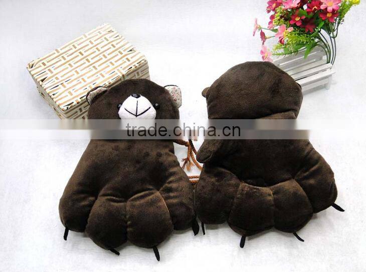 Warming animal bear paw plush gloves