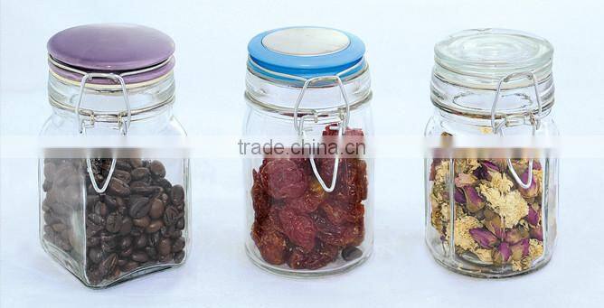 glass jar for spice with folding top