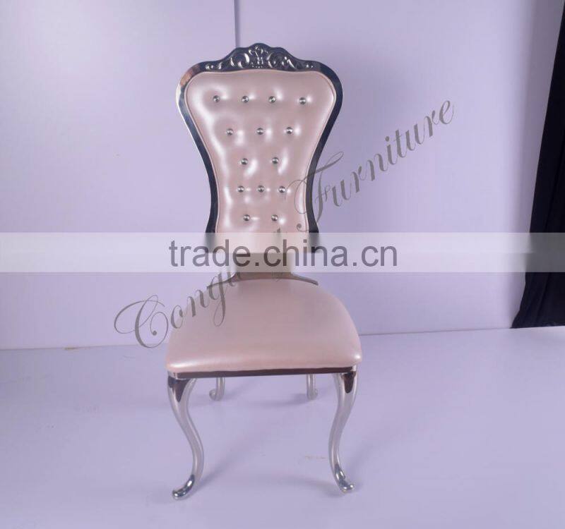 Modern pu leather cheap gold king throne dining chair