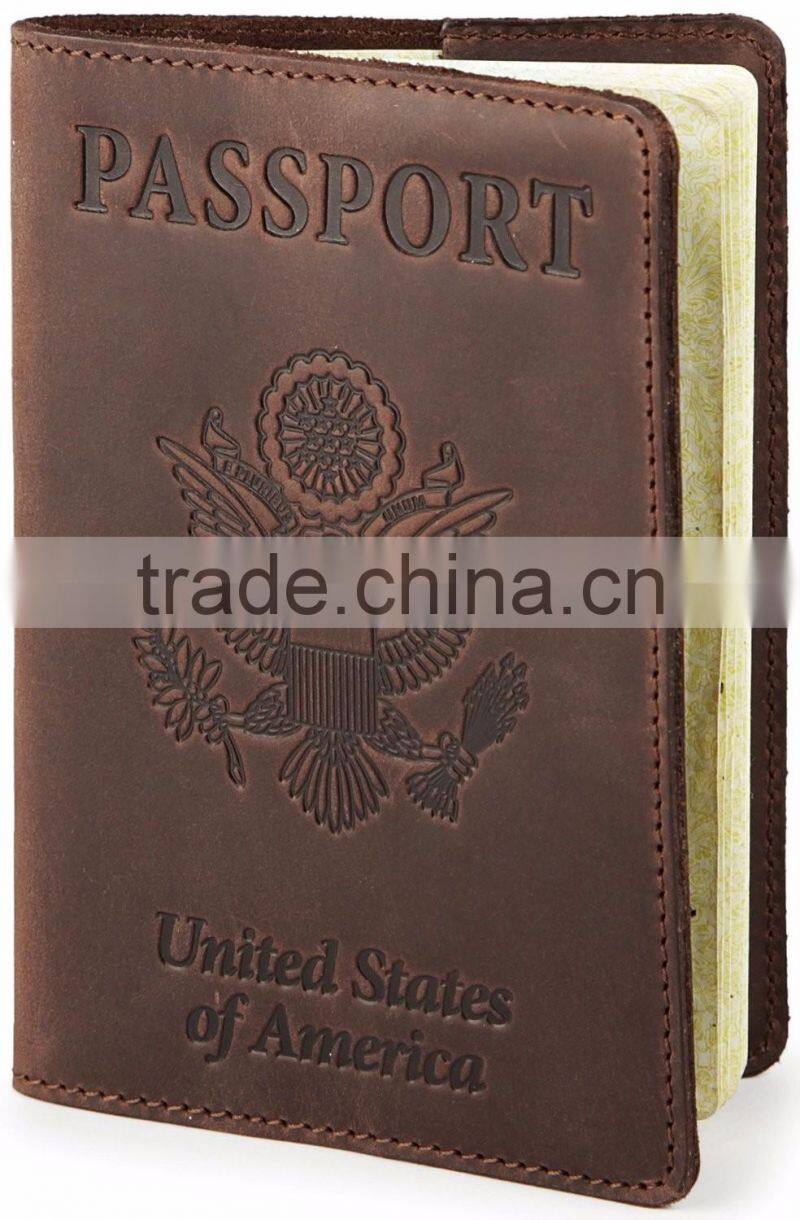 LOW price High Quality Men Black Custom Genuine Leather Passport Holder COVER