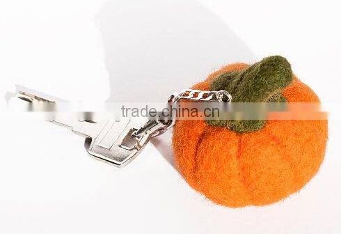 New products wholesale alibaba cute ball pumpkin shape key ring promotion gift felt creat your own keychain made in China