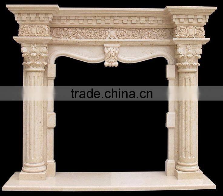 Architectural antique European style elegant stone carving marble fireplace