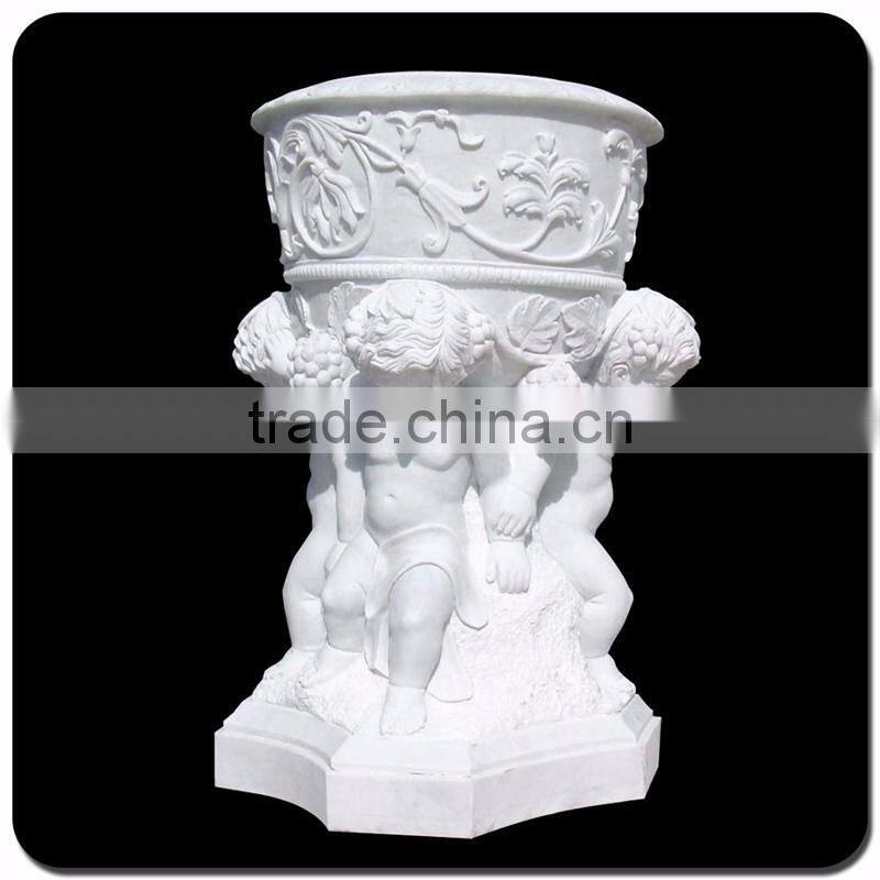 Chinese cheap hand carving marble flowerpot antique flowerpot