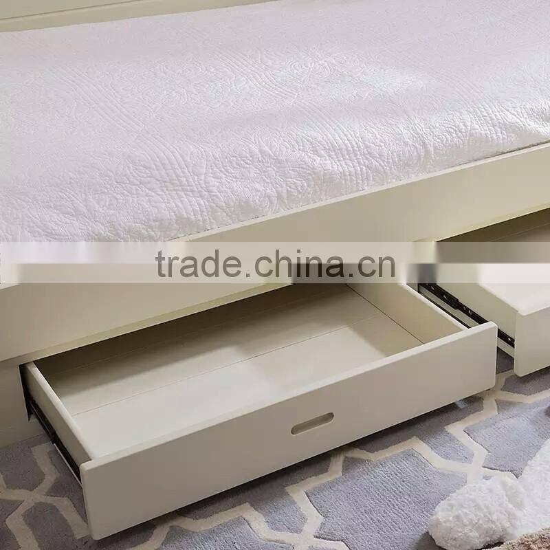 Antique French Style Princess Snow White Pure White Solid Carving Daybed with Two Big Drawers BF11-02274b