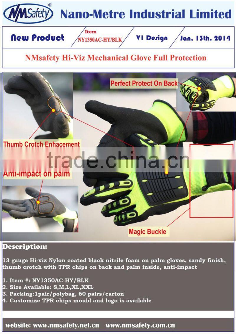 NMSAFETY high-quality cut level 5 TPR resistant glove mechanical high impact safety gloves