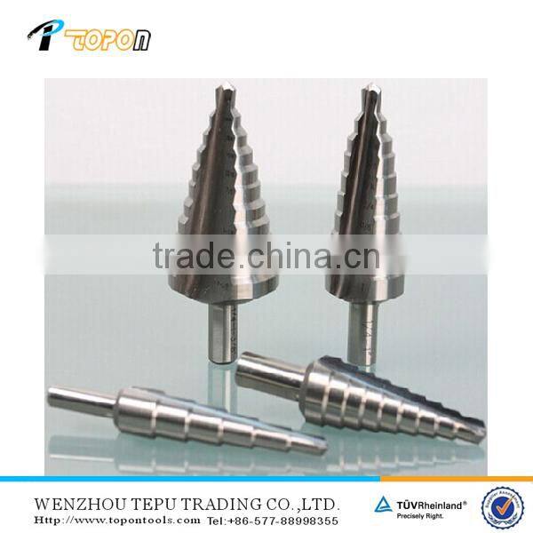 Metal drilling round shank straight flute hss step drill bit set