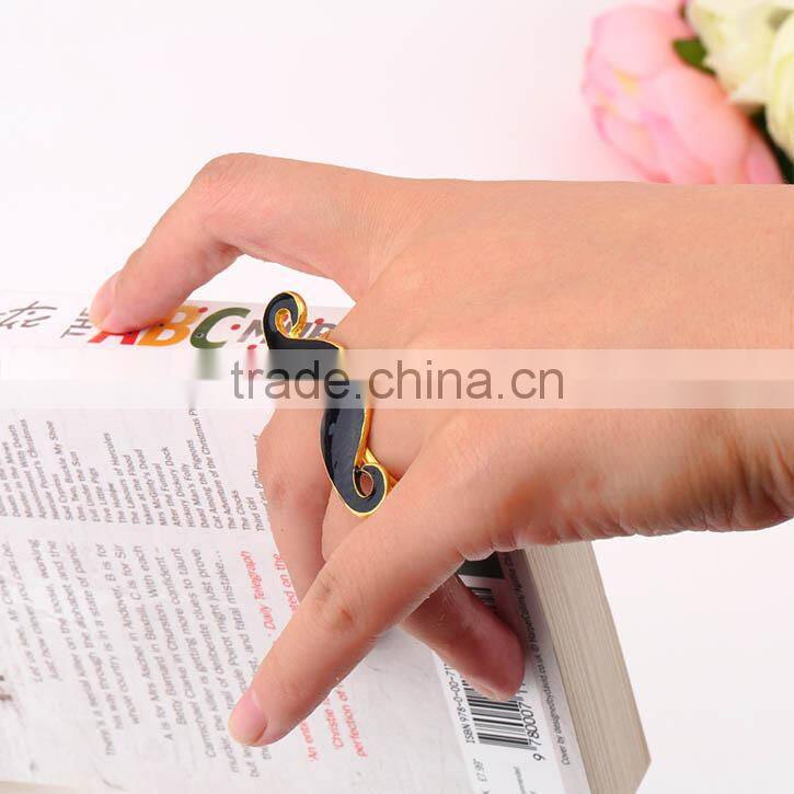 Curled Moustache Shape Adjustable Two-Fingers Double Finger Ring Boys Rings Fashion