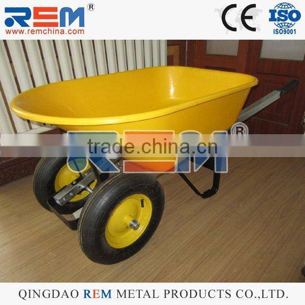 Wooden and Metal Handle Double Wheel Wheelbarrow WH9600