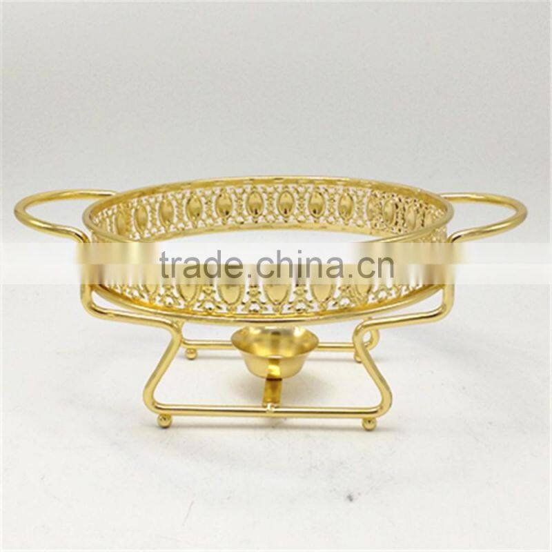 2L glass hot food warmer round silver chafing dish