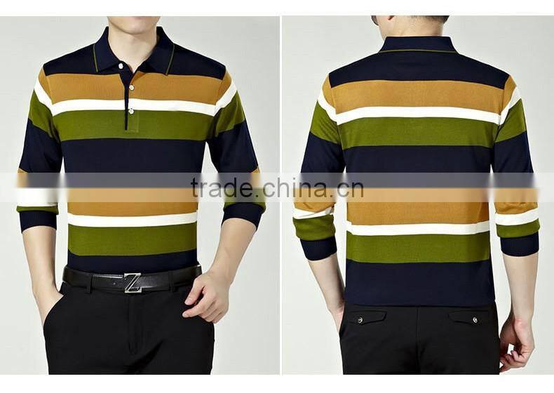 men long sleeve stripe performance polo shirt