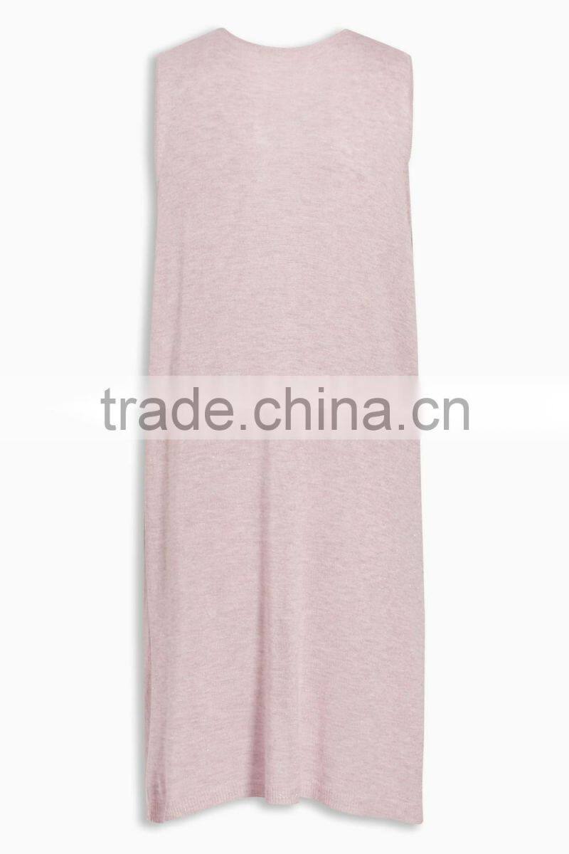 2016 Smart Sleeveless Sparkle-Yarn Cardigan With Waterfall Front HSC8007