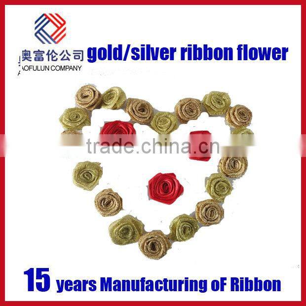 Per-made Red Flower And Green Leaves Bow