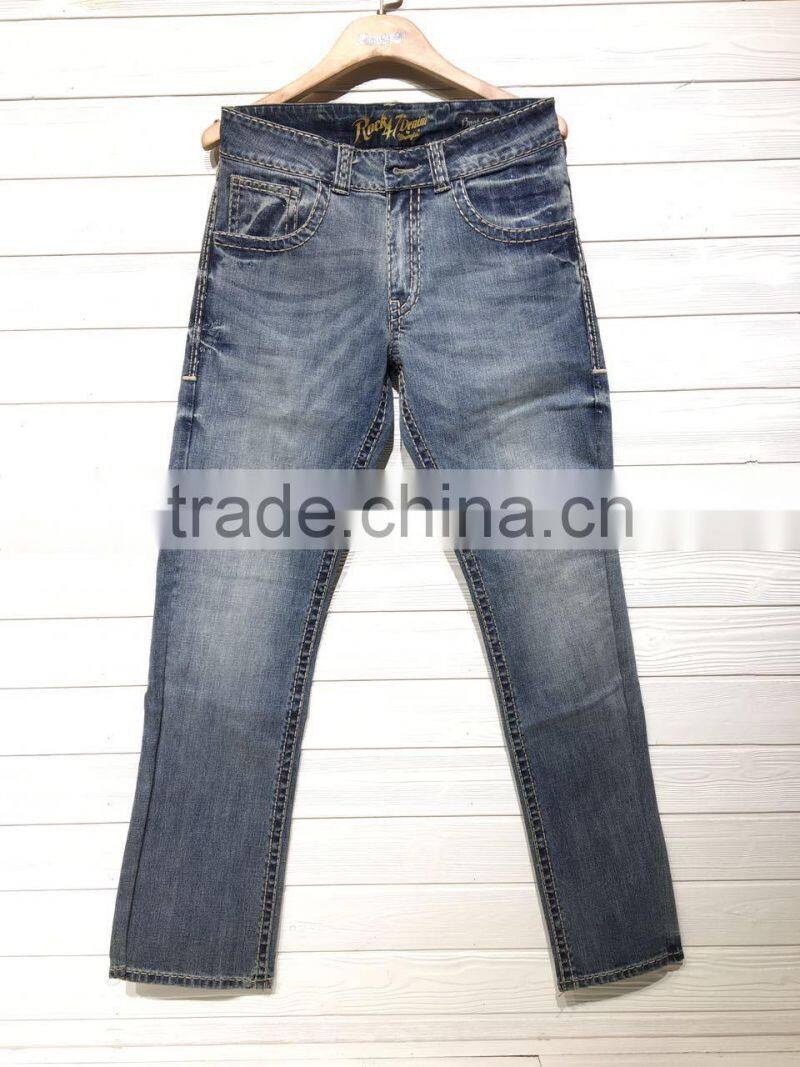 GZY Stock Slassical Dark Or Light Blue Jeans Men For 2017 Denim