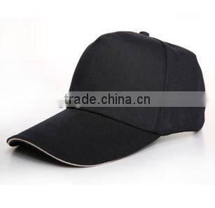 Black cotton cap with white sandwich ,wholesale blank cheap hats