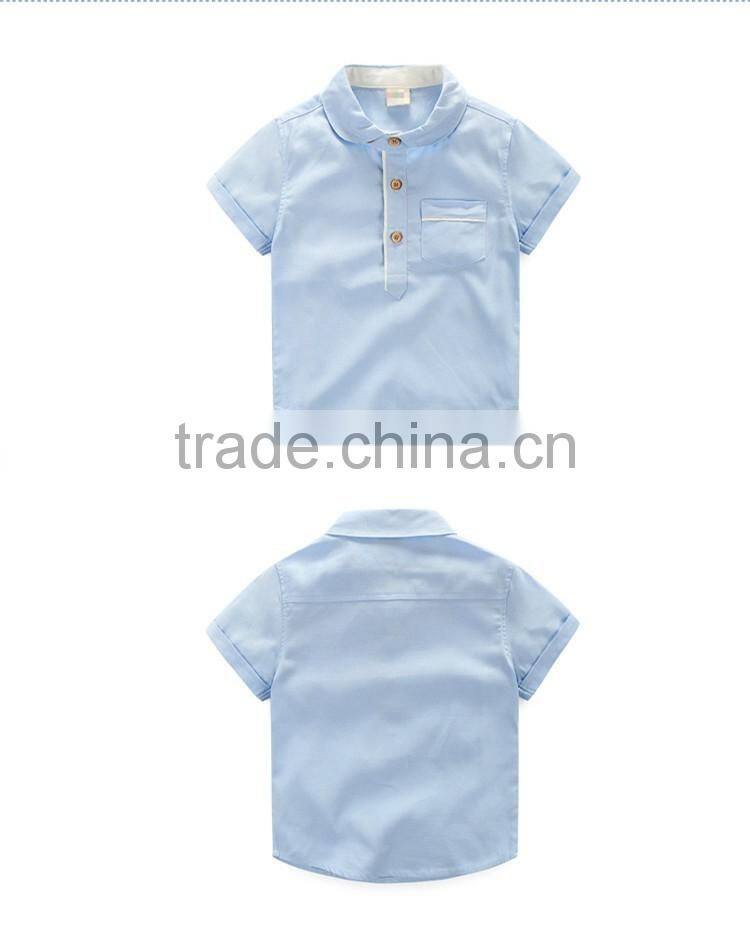 High quality plain blue cotton Polo shirt kindergarten primary school uniform