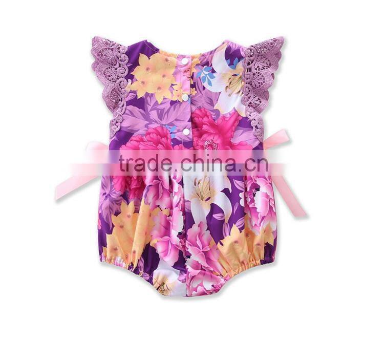 Toddler Infant Clothing Lace Flutter Floral Cute Design Romper One Piece Jumpsuit