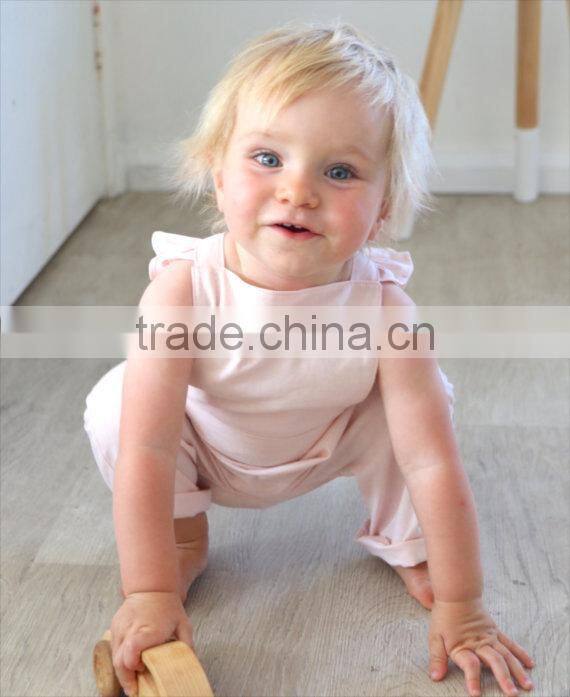Cotton Candy Pink Bay Overalls Ruffles Romper Kids 100% Cotton Bubble